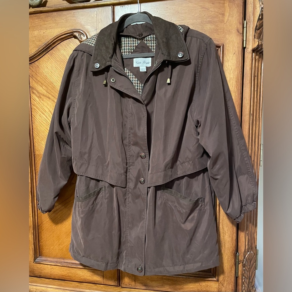 Carlo Briani Coat Jacket Removable Lining Zipper Front Size Large QUALITY